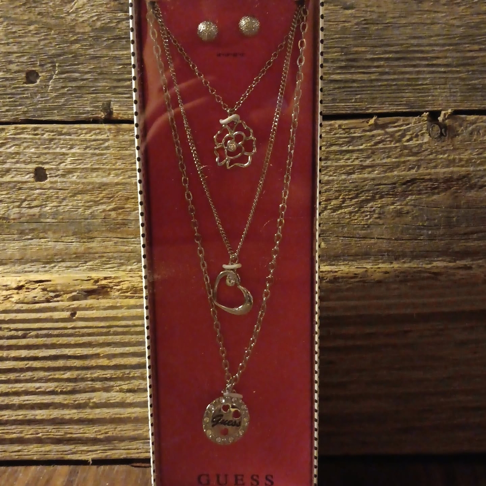 Guess Gold Layered Necklace with Circular Pendants